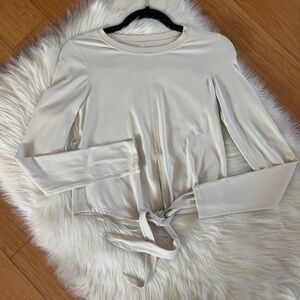 LuluLemon Beige Long Sleeve Front Tie Top